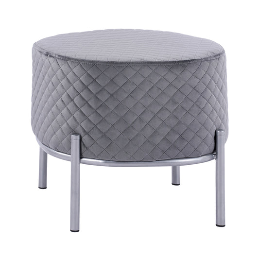 Stool Sinta HM8638.01 Grey velvet with silver base 42x42x38cm image 1