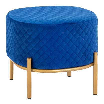 Stool Sinta HM8638.08 blue Velvet with gold base 42x42x38cm image 1
