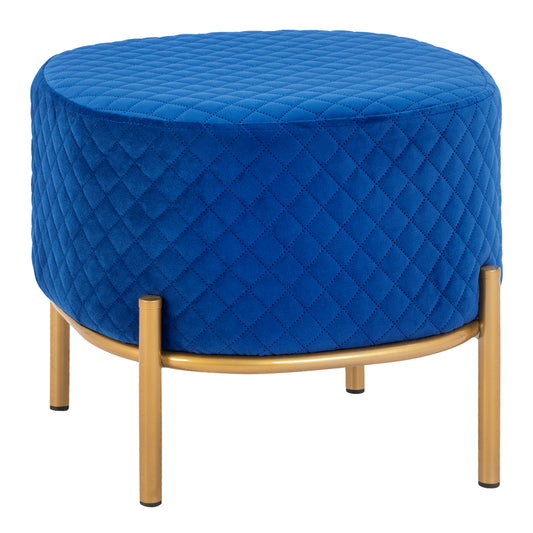 Stool Sinta HM8638.08 blue Velvet with gold base 42x42x38cm image 1