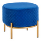 Stool Sinta HM8638.08 blue Velvet with gold base 42x42x38cm image 1
