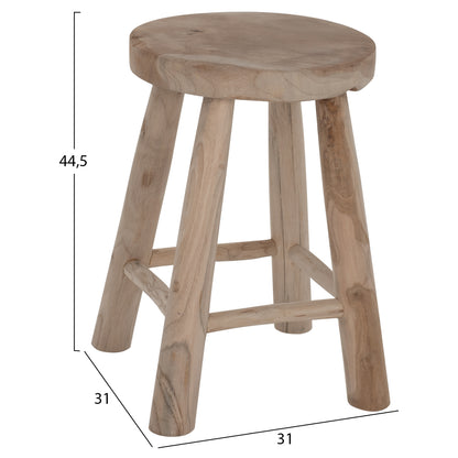 STOOL KONT HM9337 SOLID TEAK SHORT NATURAL Φ30Χ45Ηcm.