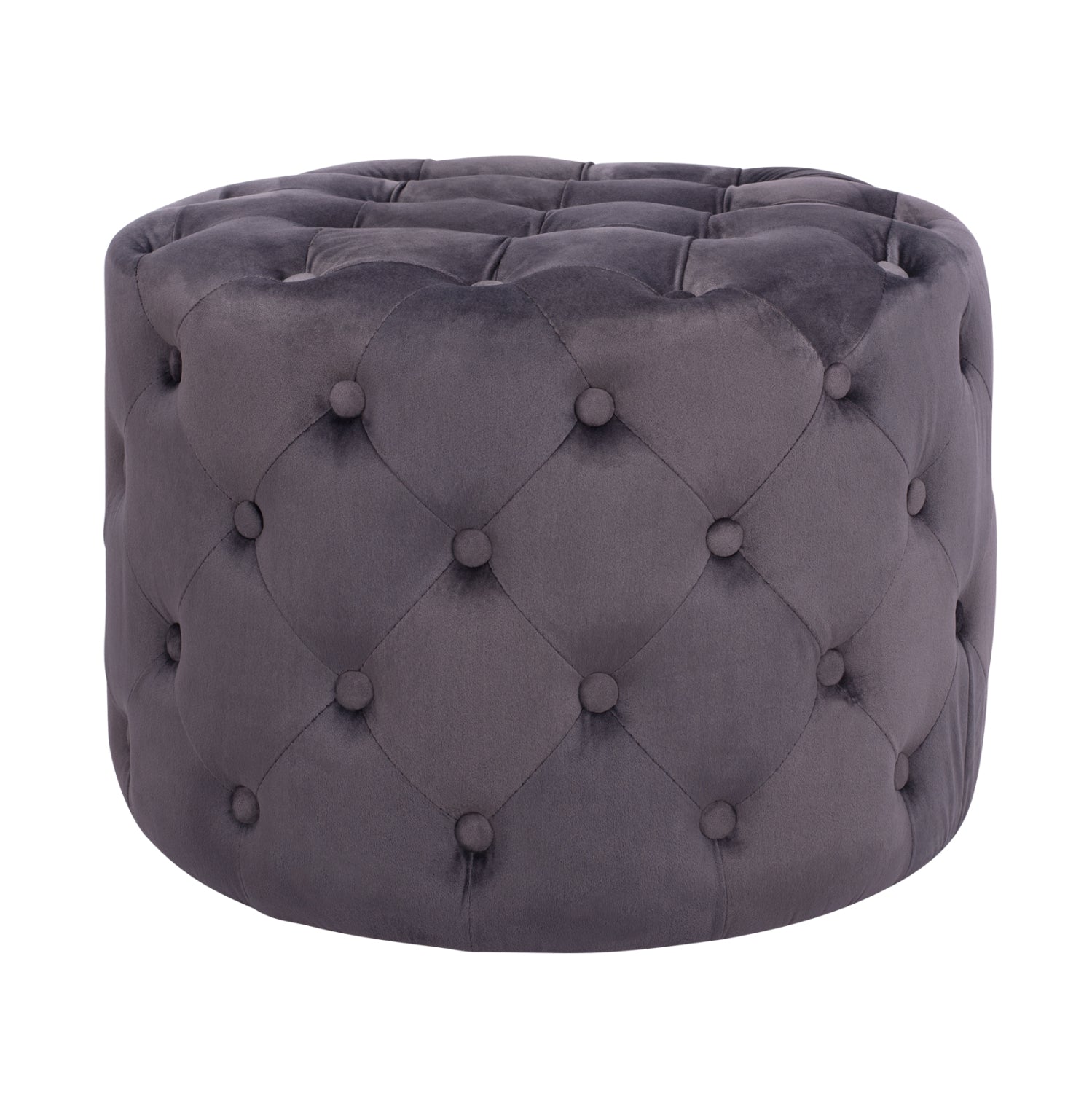 Velvet stool Kassie HM8406.01 grey color Chesterfield type image 1