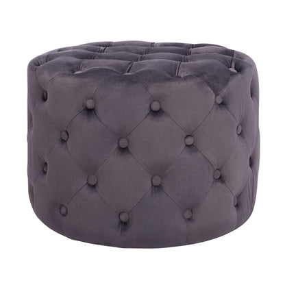 Velvet stool Kassie HM8406.01 grey color Chesterfield type image 1