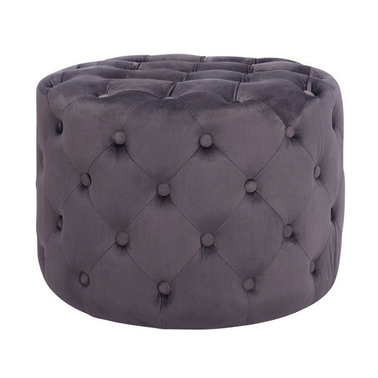 Velvet stool Kassie HM8406.01 grey color Chesterfield type image 1