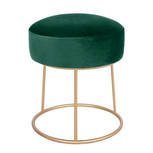 Stool Karlo HM8411.03 Cypress Green color Velvet with Gold Base ''36x38 h cm image 1