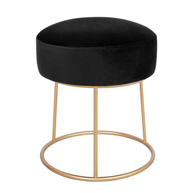 Stool Karlo HM8411.04 Black with Velvet with gold base ''36x38 h cm image 1