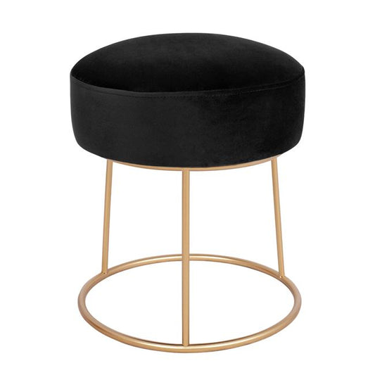Stool Karlo HM8411.04 Black with Velvet with gold base ''36x38 h cm image 1