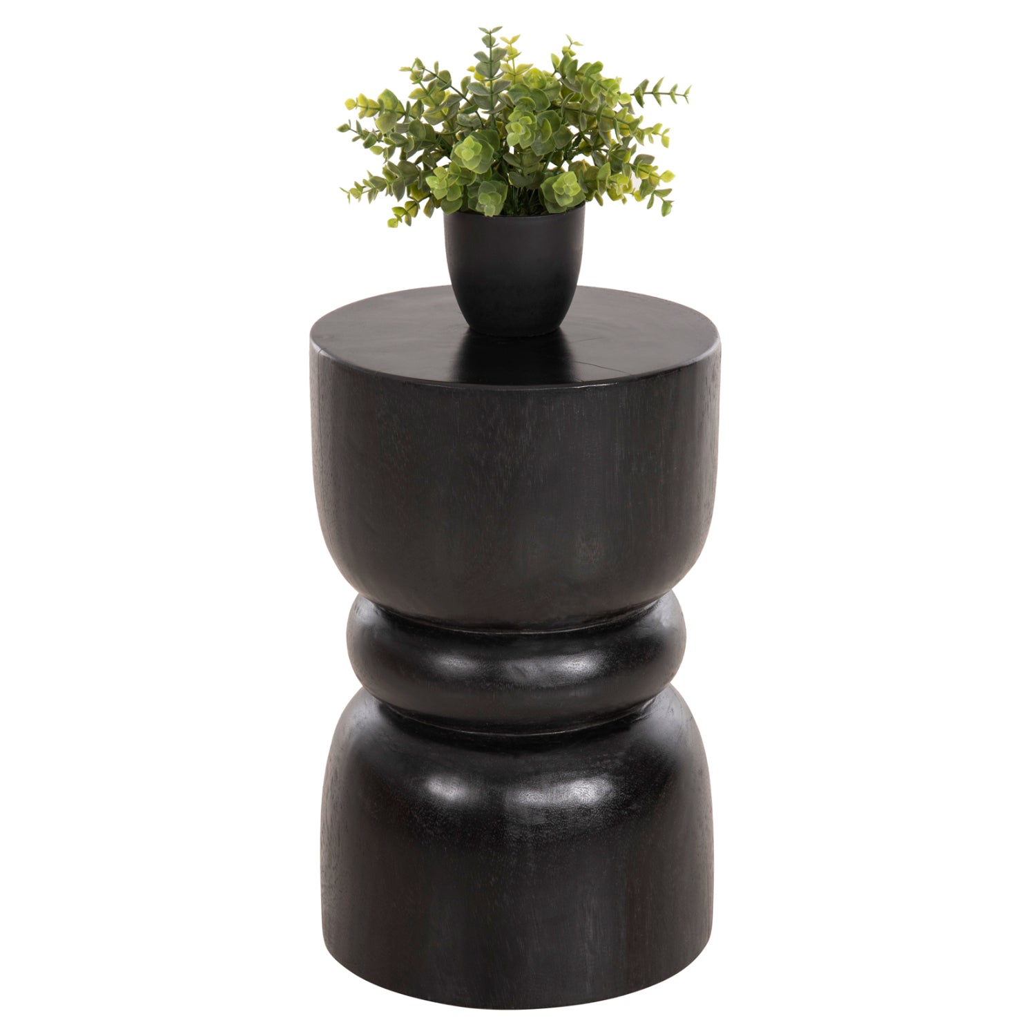 ROUND STOOL BELLO HM9900.02 SOLID SUAR WOOD IN BLACK COLOR Φ28x45H cm. image 1