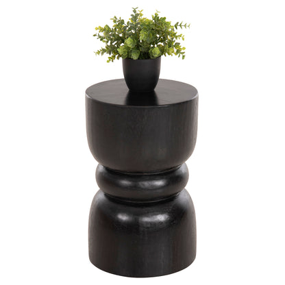ROUND STOOL BELLO HM9900.02 SOLID SUAR WOOD IN BLACK COLOR Φ28x45H cm. image 1