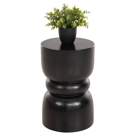 ROUND STOOL BELLO HM9900.02 SOLID SUAR WOOD IN BLACK COLOR Φ28x45H cm. image 1