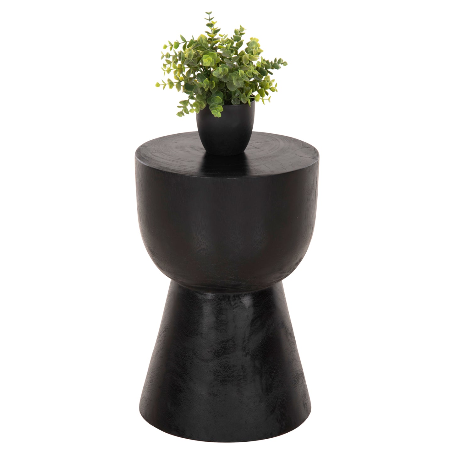 ROUND STOOL MAMBA HM9901.02 SOLID SUAR WOOD IN BLACK COLOR Φ30x45H cm. image 1