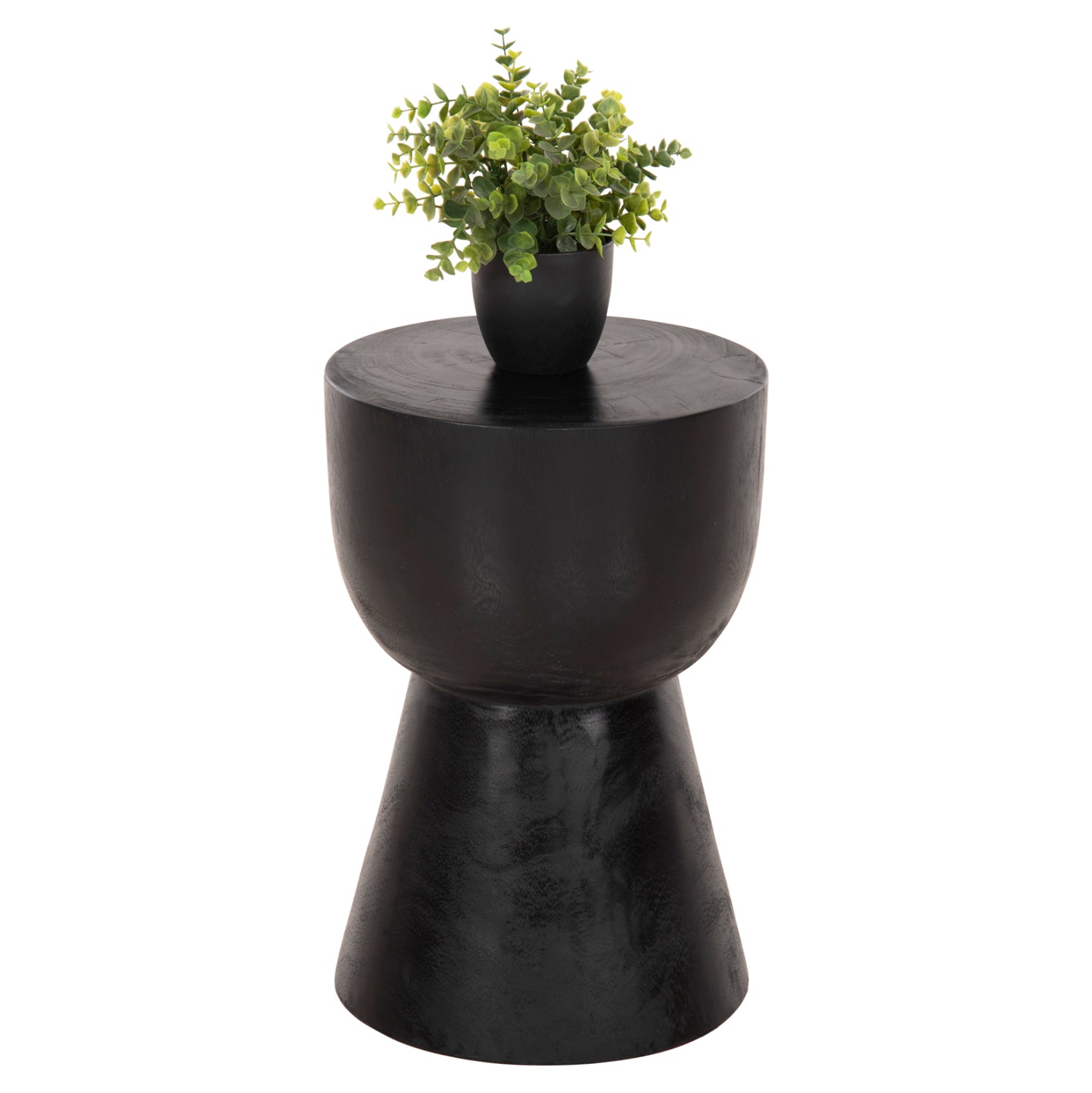 ROUND STOOL MAMBA HM9901.02 SOLID SUAR WOOD IN BLACK COLOR Φ30x45H cm. image 1