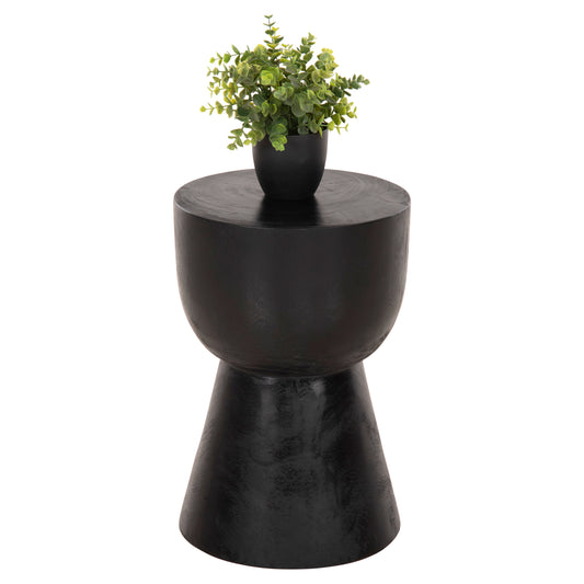 ROUND STOOL MAMBA HM9901.02 SOLID SUAR WOOD IN BLACK COLOR Φ30x45H cm. image 1
