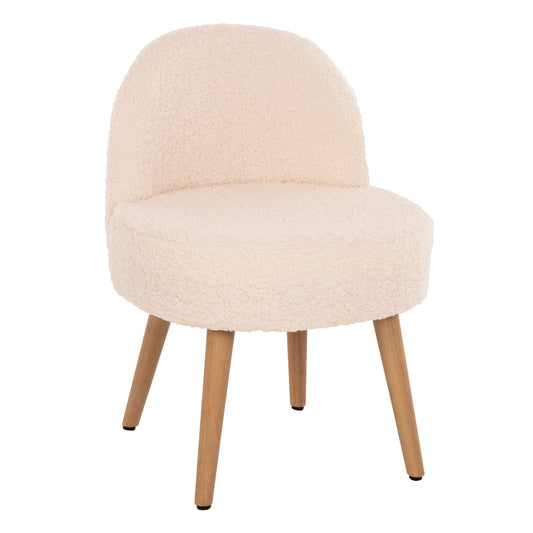 STOOL YASMINE HM8395.20 LOW BACKREST- BOUCLE FABRIC IN ECRU COLOR-WOODEN LEGS 47x46x64,5Hcm. image 1