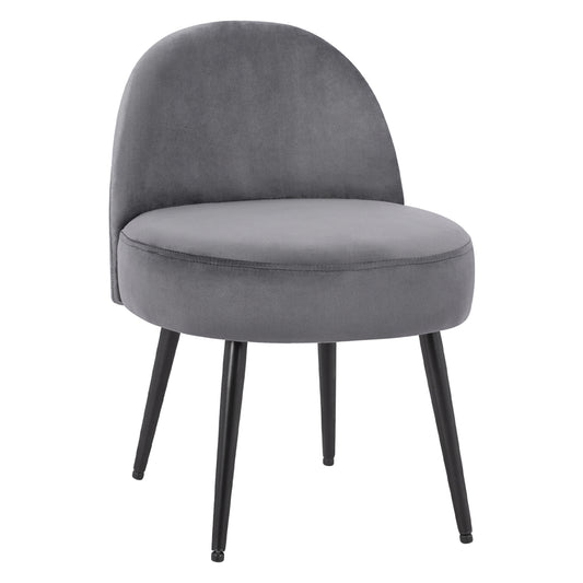 Stool with back Yasmine from grey velvet & black legs HM8395.11 47x43x65cm image 1