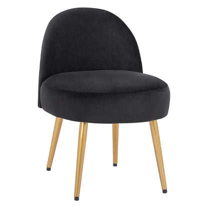 Stool with back Yasmine from black velvet & gold legs HM8395.14 47x43x65cm image 1