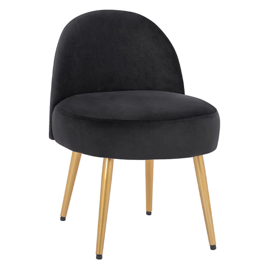 Stool with back Yasmine from black velvet & gold legs HM8395.14 47x43x65cm image 1