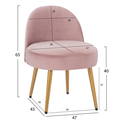 Stool with back Yasmine from rotten apple velvet & gold legs HM8395.12 47x43x65cm