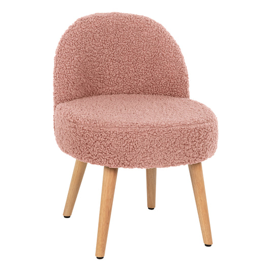 STOOL YASMINE HM8395.22 LOW BACKREST- BOUCLE FABRIC IN DUSTY PINK COLOR-WOODEN LEGS 47x46x64,5Hcm. image 1