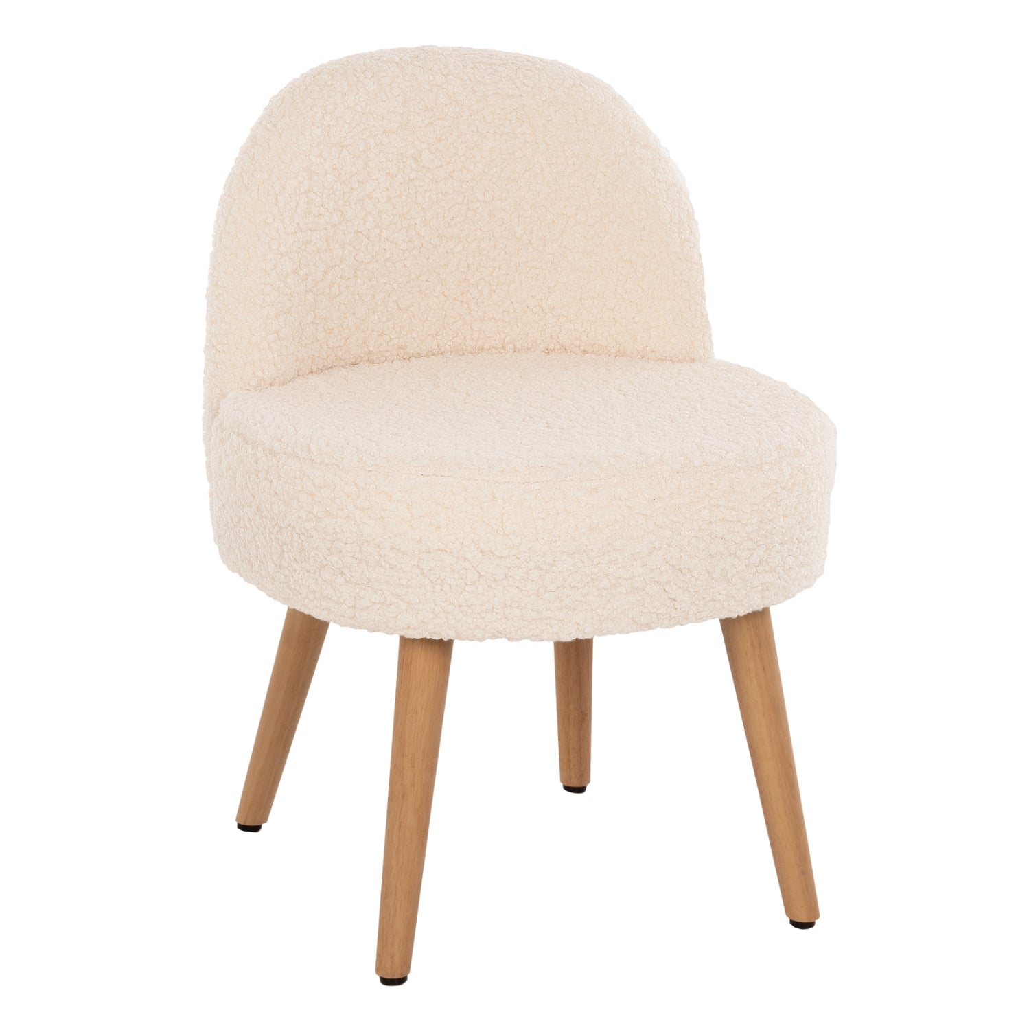 STOOL YASMINE HM8395.23 LOW BACKREST- BOUCLE FABRIC IN WHITE COLOR-WOODEN LEGS 47x46x64,5Hcm. image 1