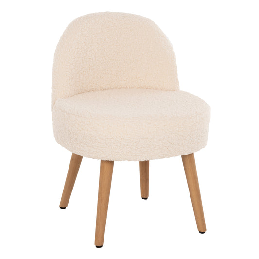 STOOL YASMINE HM8395.23 LOW BACKREST- BOUCLE FABRIC IN WHITE COLOR-WOODEN LEGS 47x46x64,5Hcm. image 1