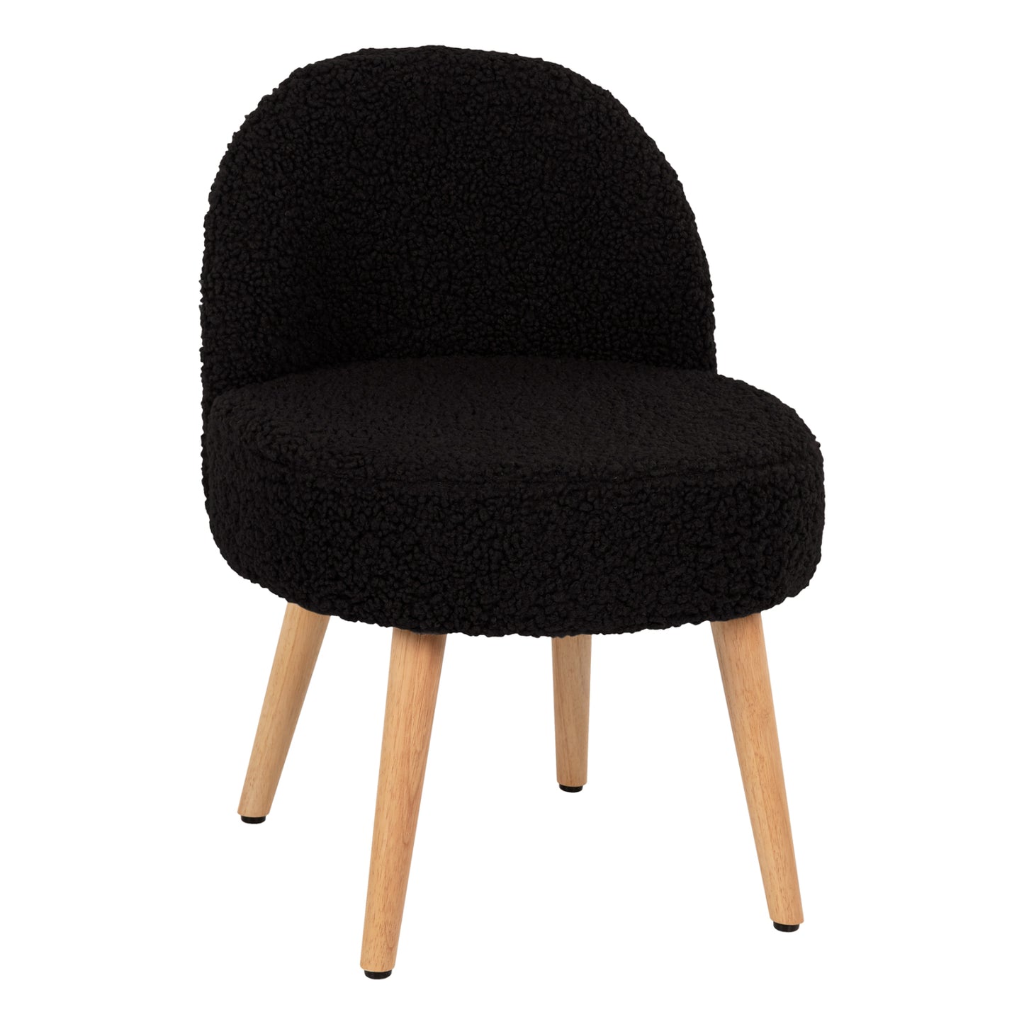STOOL YASMINE HM8395.24 LOW BACKREST- BOUCLE FABRIC IN BLACK COLOR-WOODEN LEGS 47x46x64,5Hcm. image 1