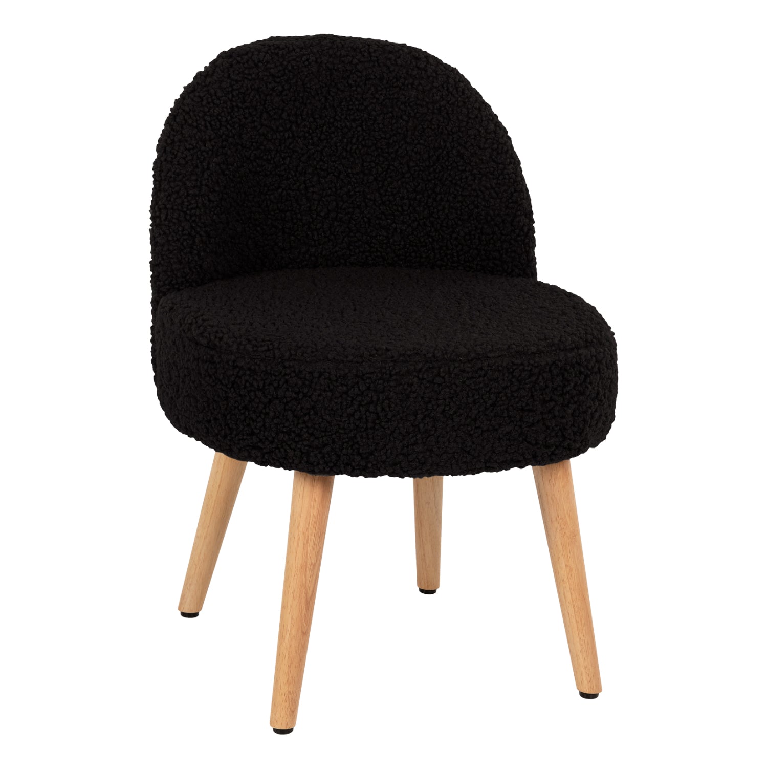 STOOL YASMINE HM8395.24 LOW BACKREST- BOUCLE FABRIC IN BLACK COLOR-WOODEN LEGS 47x46x64,5Hcm. image 1