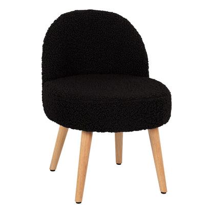STOOL YASMINE HM8395.24 LOW BACKREST- BOUCLE FABRIC IN BLACK COLOR-WOODEN LEGS 47x46x64,5Hcm. image 1