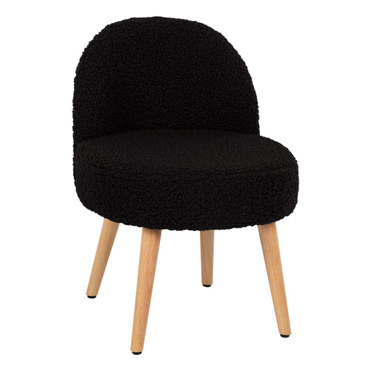 STOOL YASMINE HM8395.24 LOW BACKREST- BOUCLE FABRIC IN BLACK COLOR-WOODEN LEGS 47x46x64,5Hcm. image 1