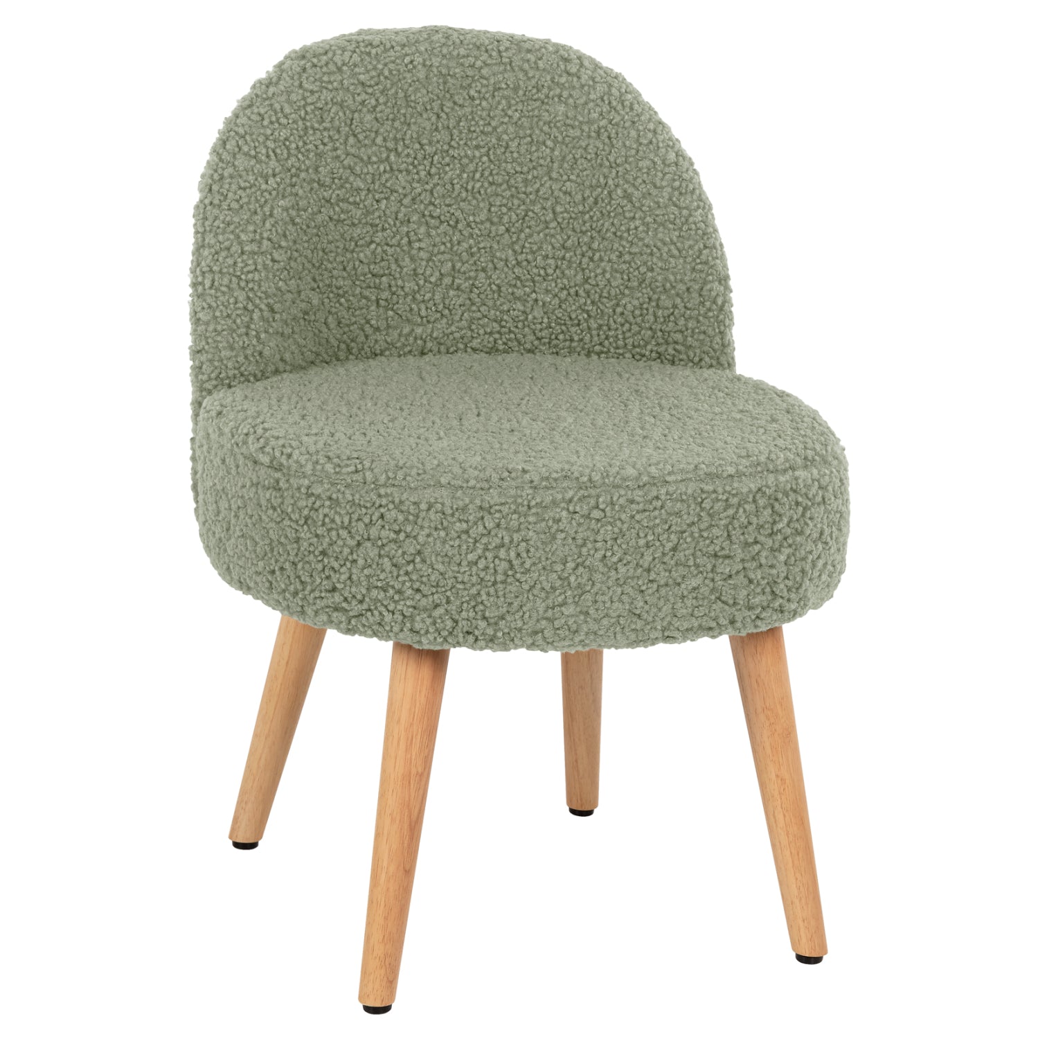 STOOL YASMINE HM8395.27 LOW BACKREST- BOUCLE FABRIC IN PISTACHIO GREEN COLOR-WOODEN LEGS 47x46x64,5Hcm. image 1
