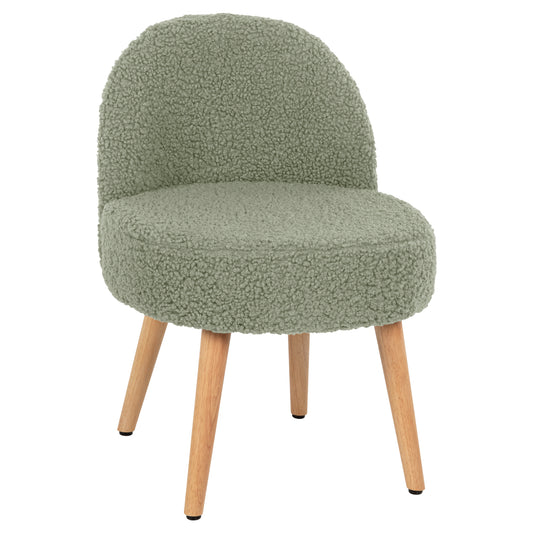 STOOL YASMINE HM8395.27 LOW BACKREST- BOUCLE FABRIC IN PISTACHIO GREEN COLOR-WOODEN LEGS 47x46x64,5Hcm. image 1