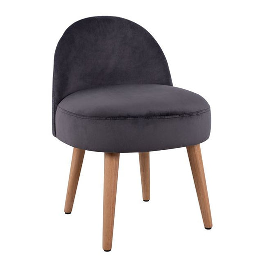 Velvet stool with back Yasmine Grey HM8395.01 47x43x63,5cm image 1