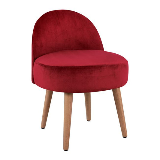 Velvet stool with back Yasmine in red color HM8395.06 47x43x63,5 cm. image 1