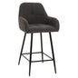 BAR STOOL MEDIUM HEIGHT STRIKE HM8592.01 GREY TEDDY FABRIC-BLACK METAL LEGS 50x50x94,5Hcm. image 1
