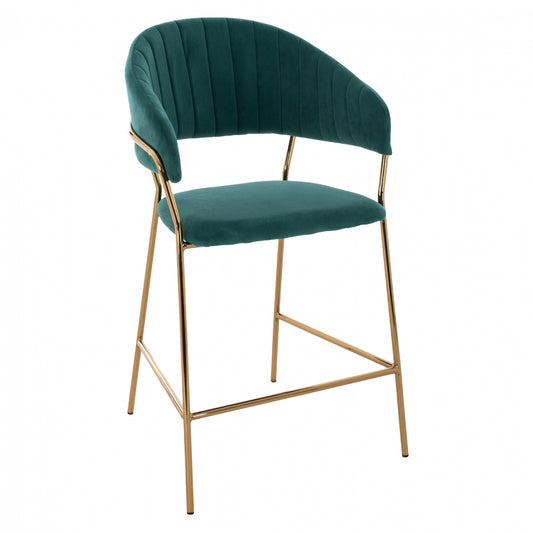 MEDIUM HEIGHT STOOL HM8734.03 GREEN VELVET GOLDEN FRAME 60x55x100Y cm. image 1