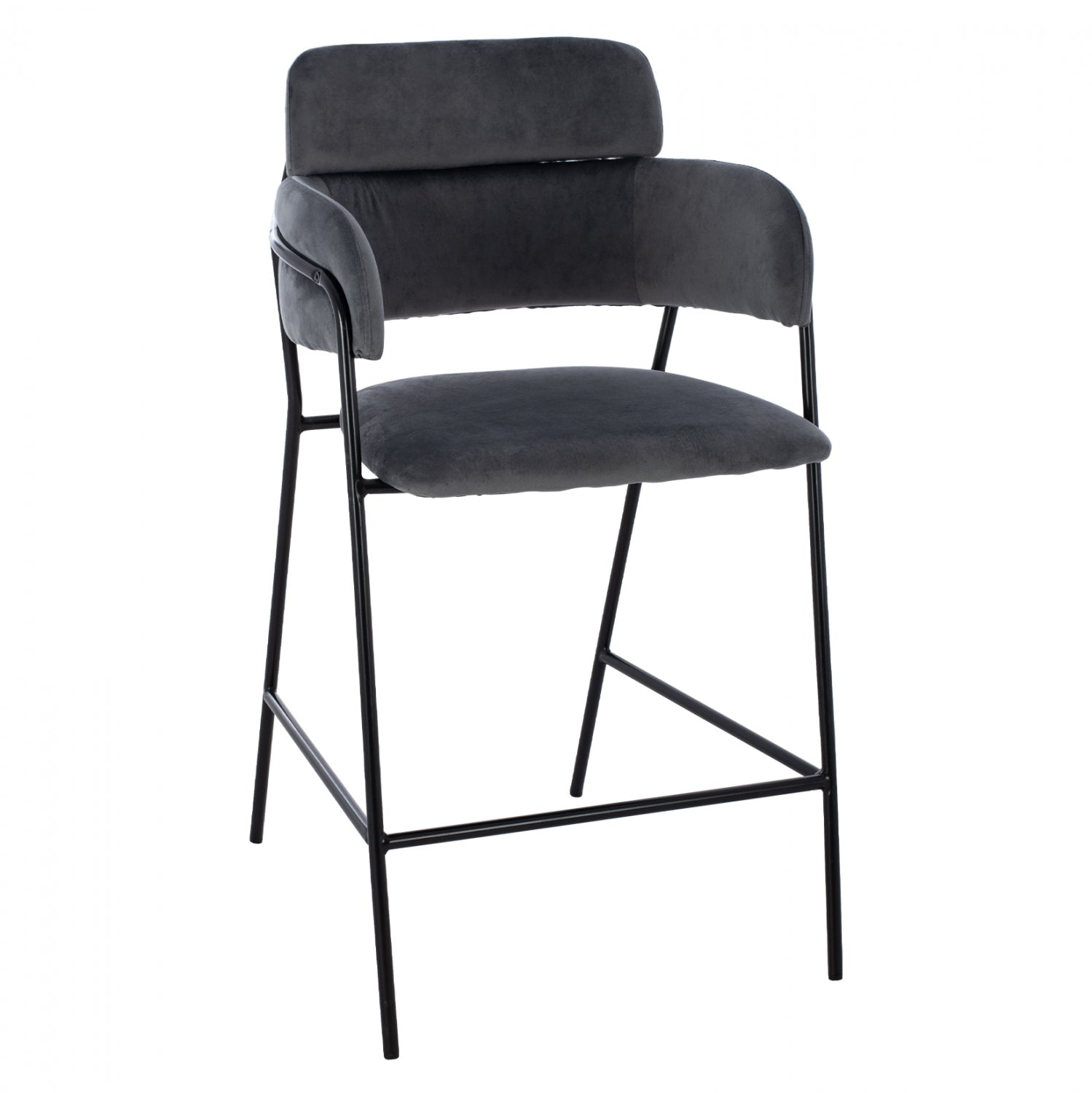 MEDIUM HEIGHT STOOL HM8735.01 GRAY VELVET WITH METAL FRAME 54x58x95Y cm. image 1