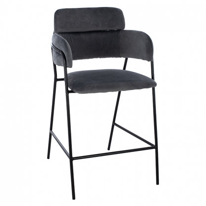 MEDIUM HEIGHT STOOL HM8735.01 GRAY VELVET WITH METAL FRAME 54x58x95Y cm. image 1