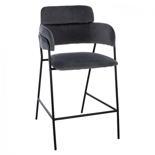 MEDIUM HEIGHT STOOL HM8735.01 GRAY VELVET WITH METAL FRAME 54x58x95Y cm. image 1