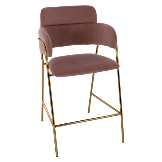MEDIUM HEIGHT STOOL HM8735.02 VELVET DUSTY PINK GOLDEN FRAME 54x58x95Y cm. image 1