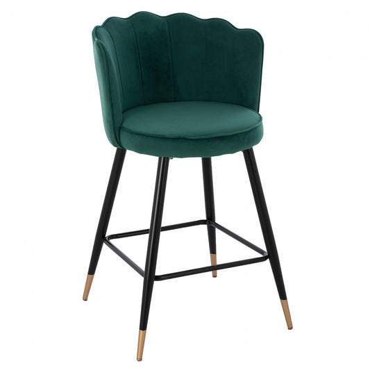 MEDIUM HEIGHT STOOL HM8736.03 VELVET GREEN METAL FRAME 50x50x90 cm. image 1