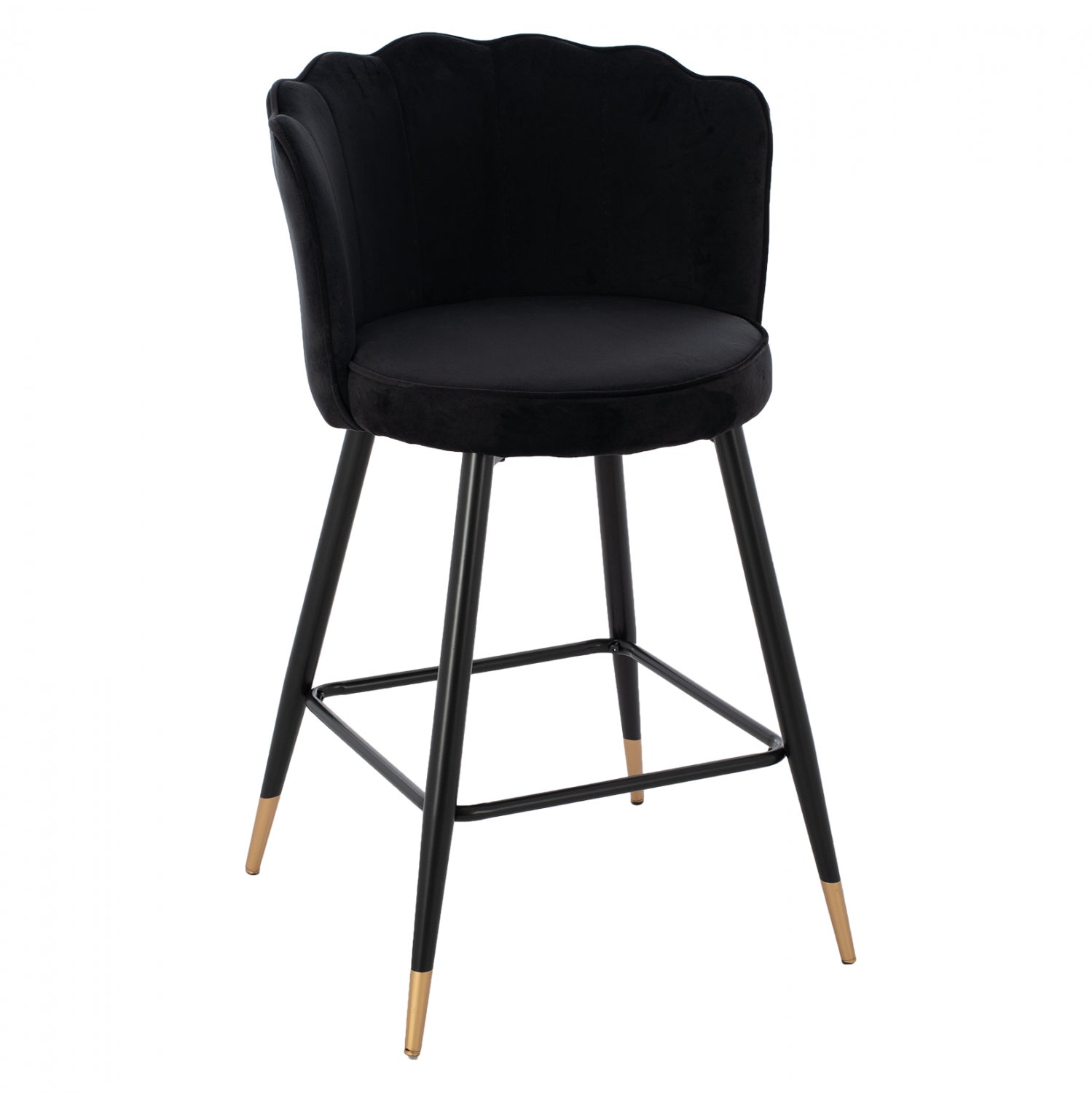 MEDIUM HEIGHT STOOL HM8736.04 BLACK VELVET WITH METAL FRAME 50x50x90 cm. image 1