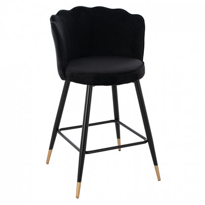 MEDIUM HEIGHT STOOL HM8736.04 BLACK VELVET WITH METAL FRAME 50x50x90 cm. image 1