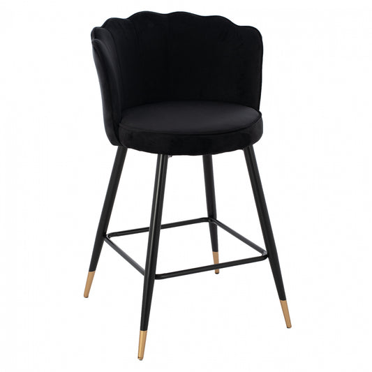 MEDIUM HEIGHT STOOL HM8736.04 BLACK VELVET WITH METAL FRAME 50x50x90 cm. image 1