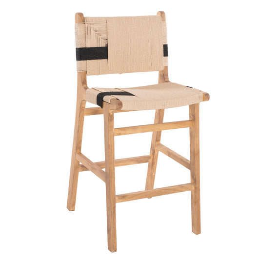 BARSTOOL MEDIUM-HEIGHT HM9325.01 RUBBERWOOD & ROPE- NATURAL RUSTIC COLOR 45x46x95Hcm. image 1
