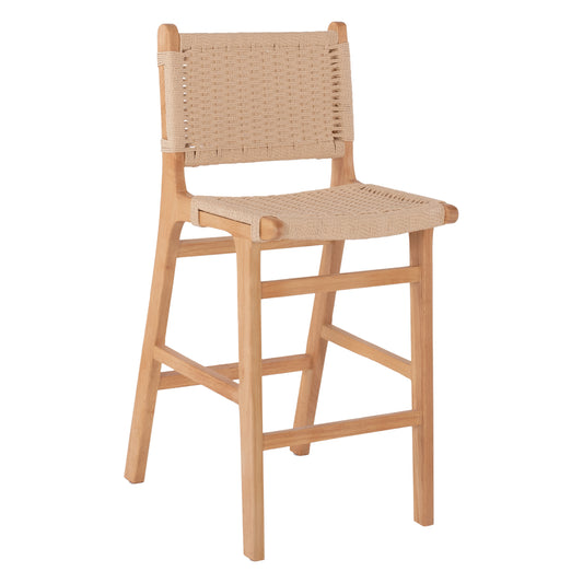 BARSTOOL MEDIUM-HEIGHT HM9332.01 RUBBERWOOD & ROPE- NATURAL COLOR 45x46x95Hcm. image 1