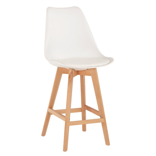 BAR STOOL VEGAS HM8000.21 MEDIUM HEIGHT WHITE POLYPROPYLENE NATURAL BEECH WOOD 47x58x100Hcm. image 1