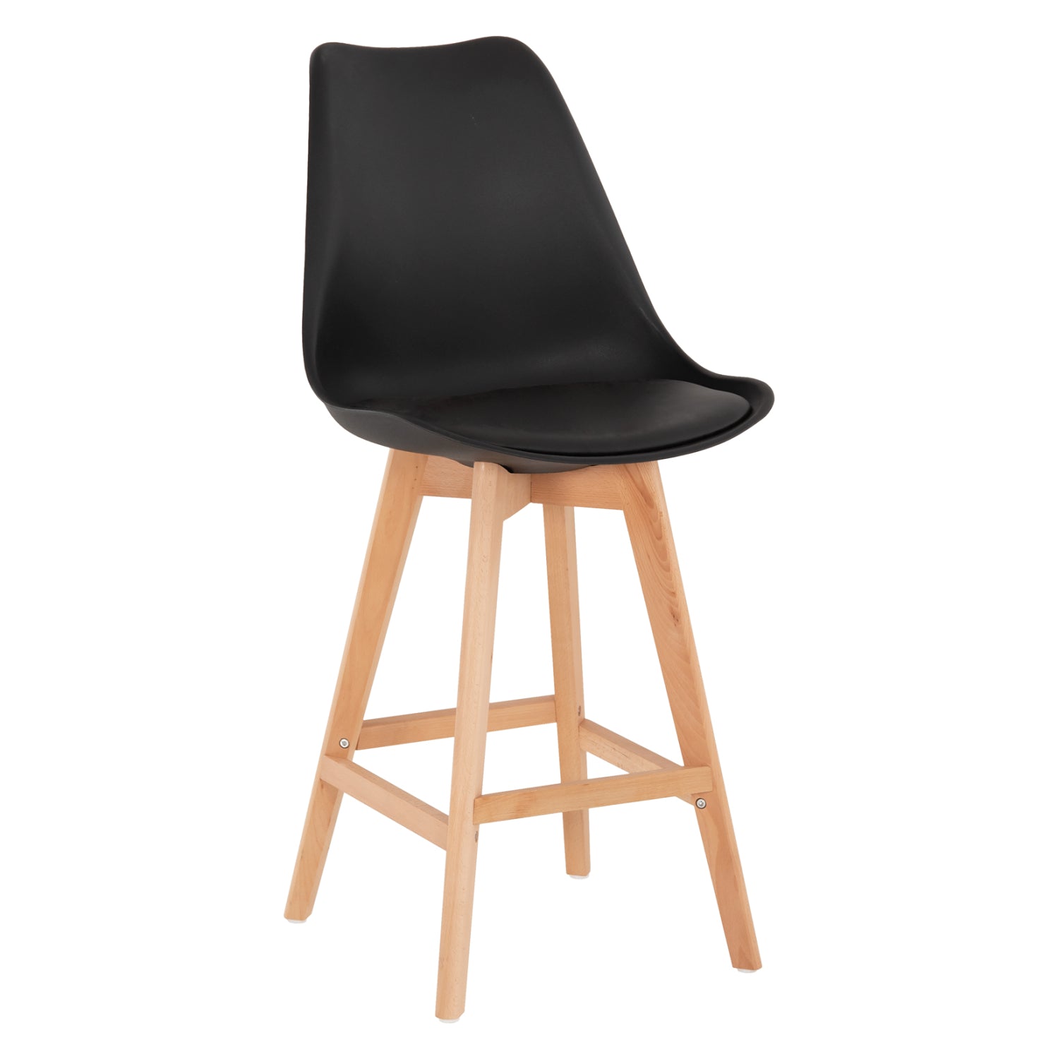 BAR STOOL VEGAS HM8000.22 MEDIUM HEIGHT BLACK POLYPROPYLENE NATURAL BEECH WOOD 47x58x100Hcm. image 1