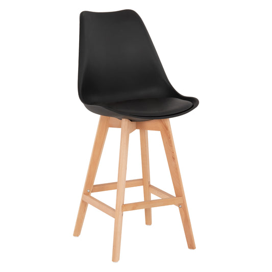 BAR STOOL VEGAS HM8000.22 MEDIUM HEIGHT BLACK POLYPROPYLENE NATURAL BEECH WOOD 47x58x100Hcm. image 1