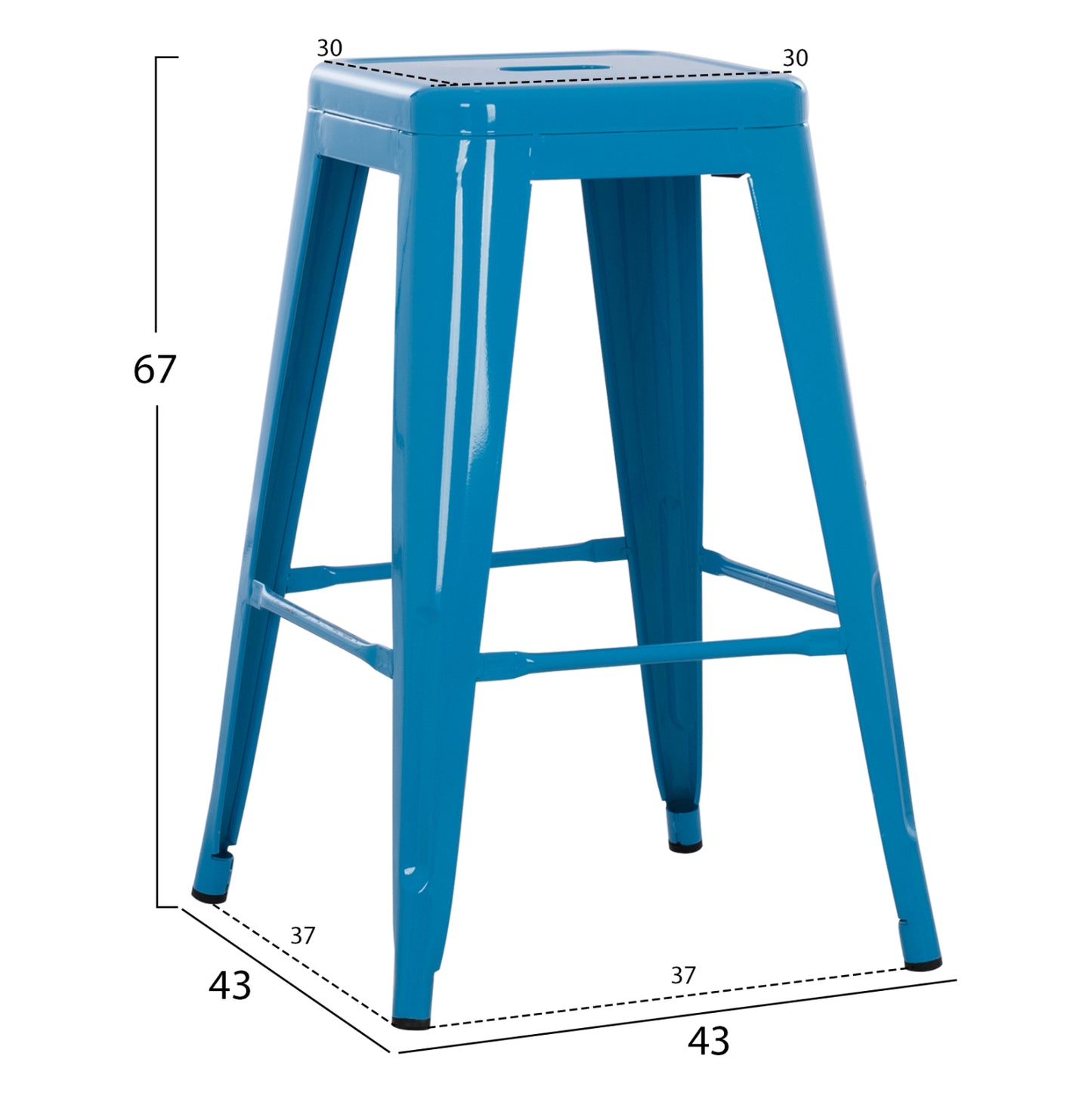 Σκαμπό Μεσαίου Ύψους Μεταλλικό Melita Σε Μπλε 43x43x67Yεκ.