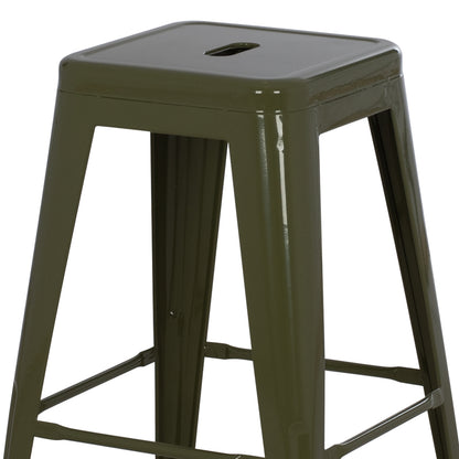 Σκαμπό Μεσαίου Ύψους Μεταλλικό Melita Σε Dark Olive Green